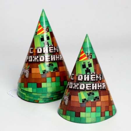 A set of paper dishes is disposable with birthday ”, pixels, 6 plates, 6 glasses, 6 caps-3