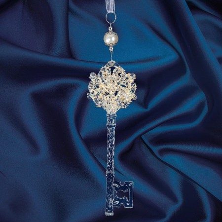 Jewelry decoration "Key with a brilliance" 5x15 cm, mix, transparent