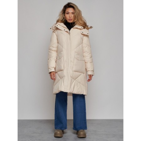 Coat insulated winter female, size 44, beige color