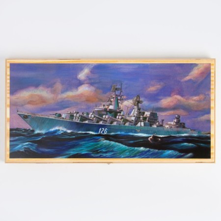 NARDS "Rocket cruiser", wooden board 60 x 60 cm, with a field for playing checkers