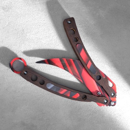 Wooden souvenir "Babois knife. Cerambit", black with red lines-1
