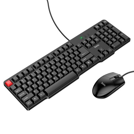Keyboard set + Hoco GM16 mouse, wired, membrane, cable 1.2 m, black-1