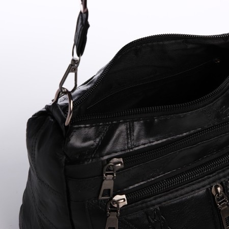 Female bag on one shoulder, on a zipper, black color-4