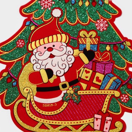 Decorative sticker "Grandfather Frost and Christmas tree" 23x21 cm-4