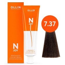 Cream-color hair Permanent Ollin Professional N-Joy, tone 7/37, blond, golden brown, 100 ml