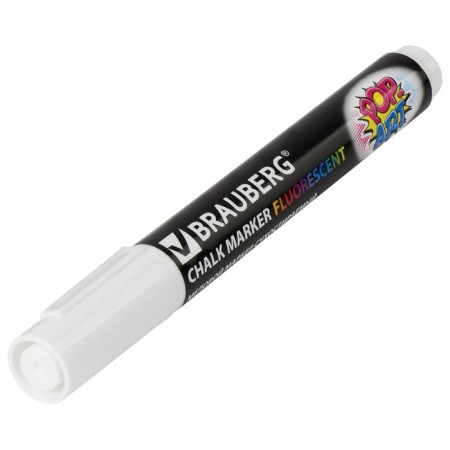 MARKER CHLOVA BRAUBERG "Pop-Art", 5mm, white. Fluor. Washed, for smooth surface 151527-11