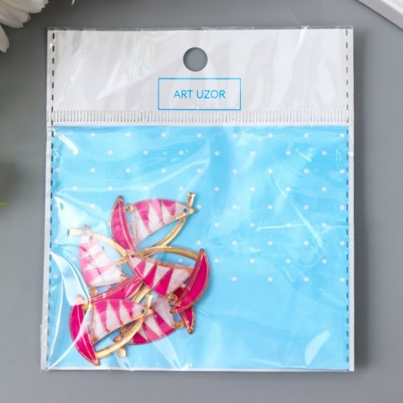 Decor for creativity plastic "Sailor Pink" with gold 2.9x2.3 cm-3