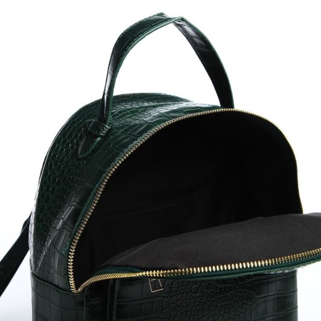 Women's backpack made of artificial leather with lightning, 1 pocket, green color-4