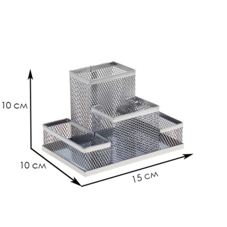 Chancellery trifle stand 4 compartments, light, metal mesh-1