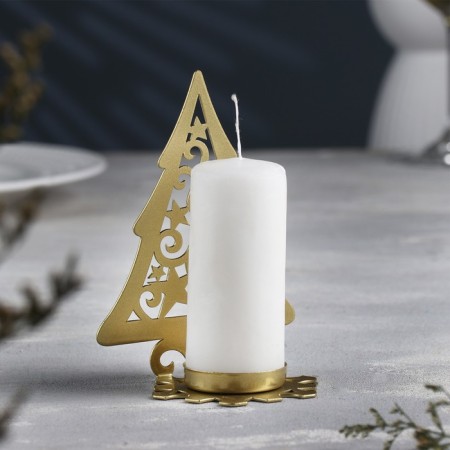 Climb "Christmas tree with stars" metal for one candle, 6.6x10x13 cm, golden