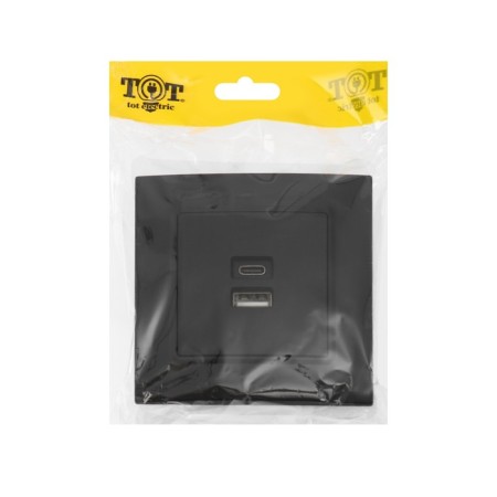 Roset with USB-A + USB-C connectors, 2.1 A, 5V, TOT ELEAGANT, hidden, black-4
