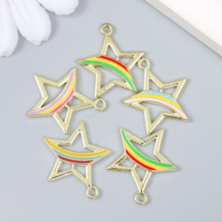 Decor for creativity Metal, enamel "Star with Rainbow" Gold Mix 2x2.4 cm