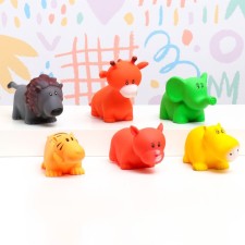 A set of bathing toys in the bathtub 