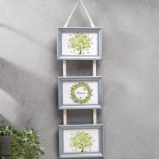 Triple photo frame on braid L-1 10x15 cm silver (plastic screen)