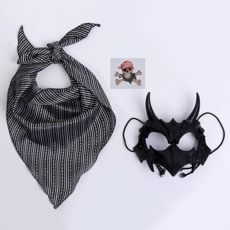 Carnival set: striped bandana, mask with black horns, thermonacleka-1