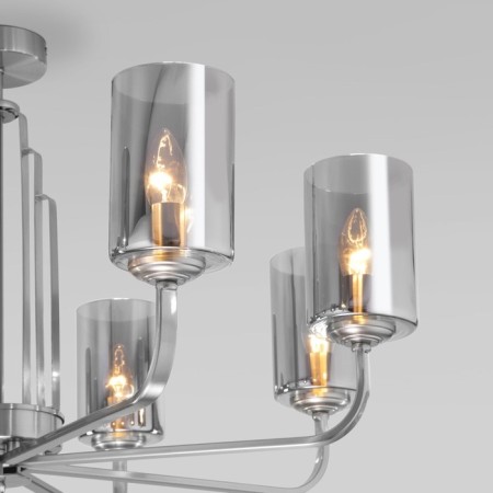 Ceiling Lamp EUROSVET Defi 60138/8, E14, 8x60W, 800x800x450 mm, Nickel color-1