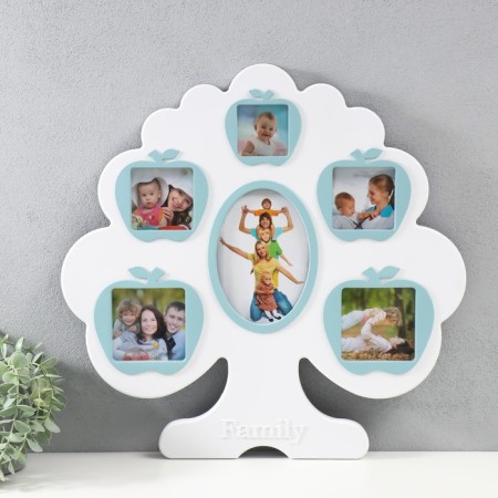 Multipher "Apple tree" in 6 photos (13x18, 6x6/1 pcs, 10x10, 8x8/2 pcs) plastic, cent. White and blue