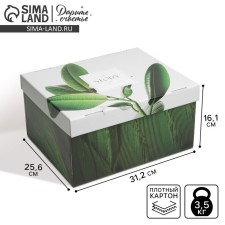 Gift folding box, packaging, “leaves”, 31.2 x 25.6 x 16.1 cm