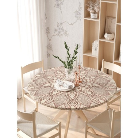 Tables on the table "Flower pattern", round, oxford, elastic band, size 140x140 cm, diameter 105-120 cm-2
