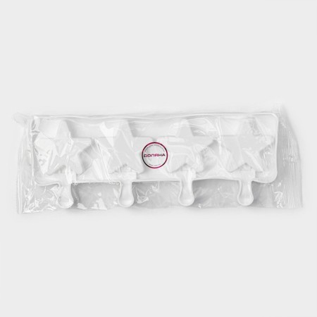 Form for ice cream shares "Star", silicone, 28.5 × 10.5 × 2 cm, 4 cells, white color-5