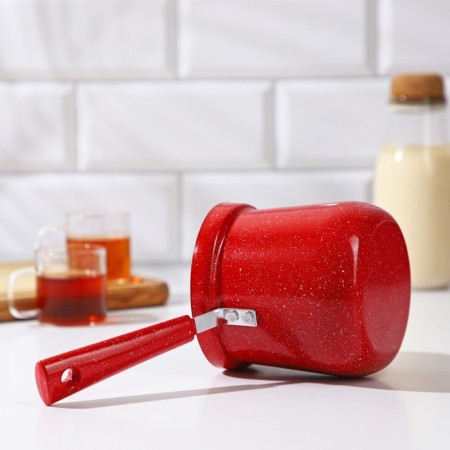 Turk for coffee of the Dolyan “Marble RED”, 800 ml, D = 10 cm, anti -stick coating, induction, red-2