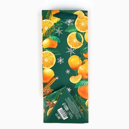 Package for a bottle, triangular "New Year", 13 x 32 x 11.3 cm, New Year-6