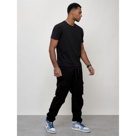 Cargo jeans male, size 56, black color-6