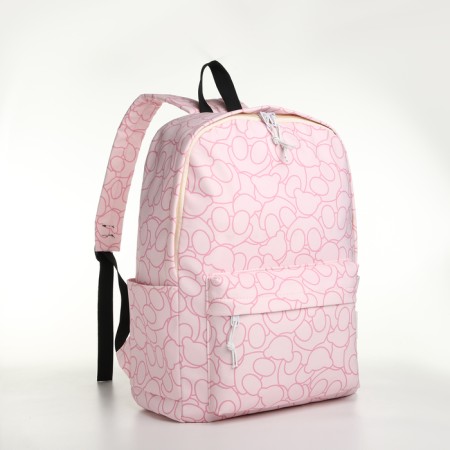 School backpack on lightning from textiles, 3 pockets, pink color-2