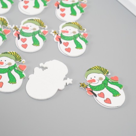 Decor for creativity tree "Snowmen with hearts" set of 10 pcs 4.5x3.2 cm-1