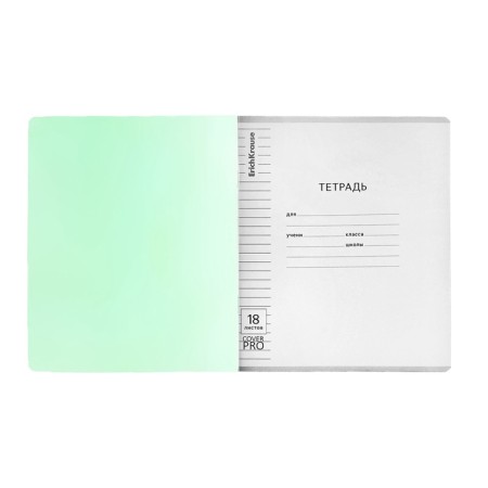 Notebook 18 sheets ruler Erichkrause Coverpro Neon "Classic", plastic cover, OFSET block, whiteness 100%, green-10