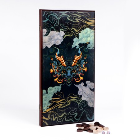 Narts "Dragon", wooden board 60 x 60 cm, with a field for playing checkers