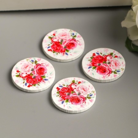 Button decorative tree "Bouquet of roses" 2.5x2.5 cm-3
