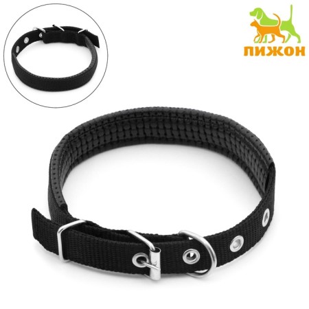 Collar "comfort" combined (polyester, artificial leather), 45 x 2 cm, Osh 33-39 cm, black 60-1