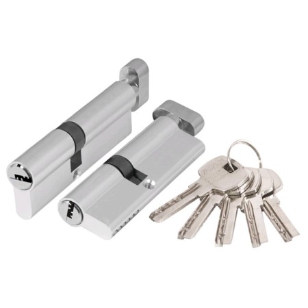 Ax202.100 mm cylinder mechanism, 45x10x45, 5 keys, chromium color