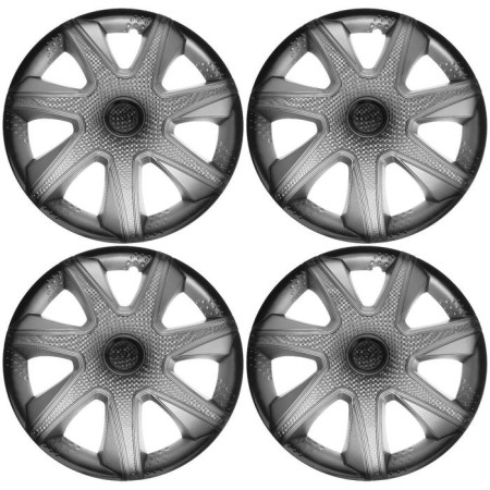 Wheel caps R16 "Joy", Silver-Black, Carbon, set 4 pcs