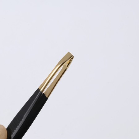 Direct tweezers, narrow, 9 cm, black/golden color-2