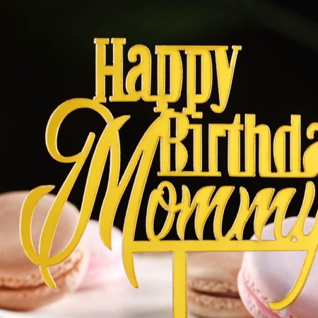 Topper "Happy Birthday, Mommy", gold, give beautifully-1