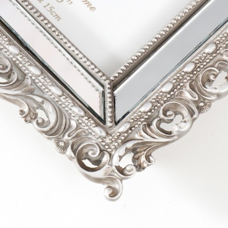Photo frame Polystone 10x15 cm "Elliot" silver with mirror inserts 22x17 cm-2