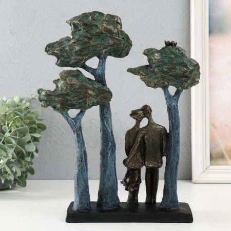 Polystone souvenir "Two in the park. Sit" under metal 23.4x7.4x29.8 cm-2