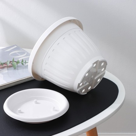 Pot for flowers with the Sylver Eco Podon, 2.6 l, d = 20 cm, white color-2