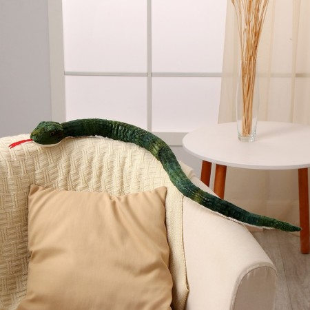 Soft toy "Snake", green with a white tummy, 95 cm-1
