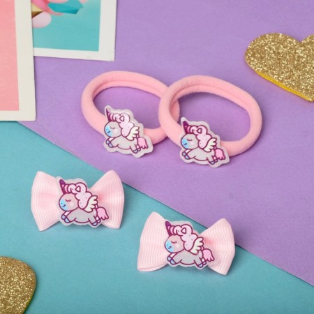 Hair set "Cute" (2 clamps 3.5 cm, 2 elastic bands) color horse-1