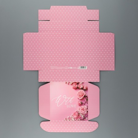 Gift folding box, packaging, “with love”, 16.5 x 16.5 x 5 cm-6
