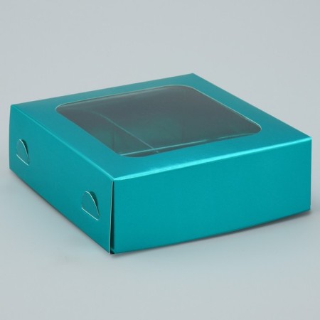 Box for sweets, confectionery packaging, 4 cells, “Blue”, 10.5 x 10.5 x 3.5 cm-4