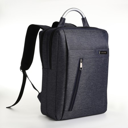 City backpack on a zipper, 2 pockets, with USB, blue color-2