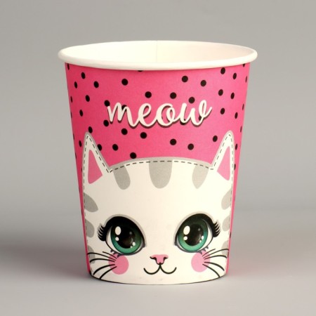 A single -single paper glass "Cute cat", 250 ml-1