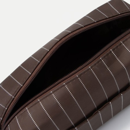 Lightning cosmetic bag, external pocket, brown color-2