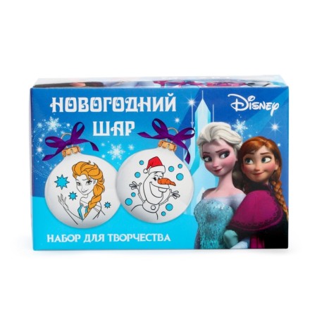 Christmas balls for coloring for the New Year "Elsa and Olaf", d = 5.5 cm, 2 pcs, paints, a set for creativity, a cold heart-5