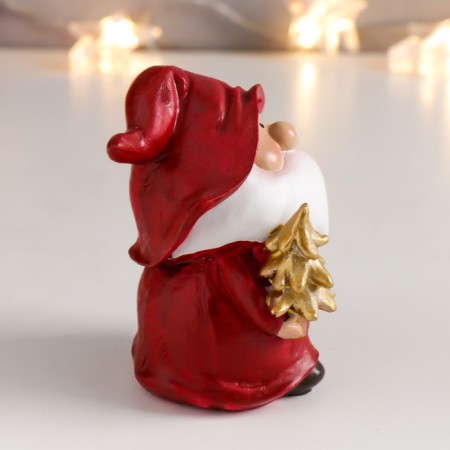 Polystone souvenir "Grandfather Frost in the cap with a gnome with a Christmas tree/star" 9x9.5x4 cm-2