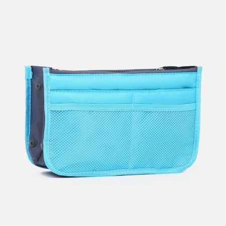 Cosmetic bag-organizer on zippers, blue color